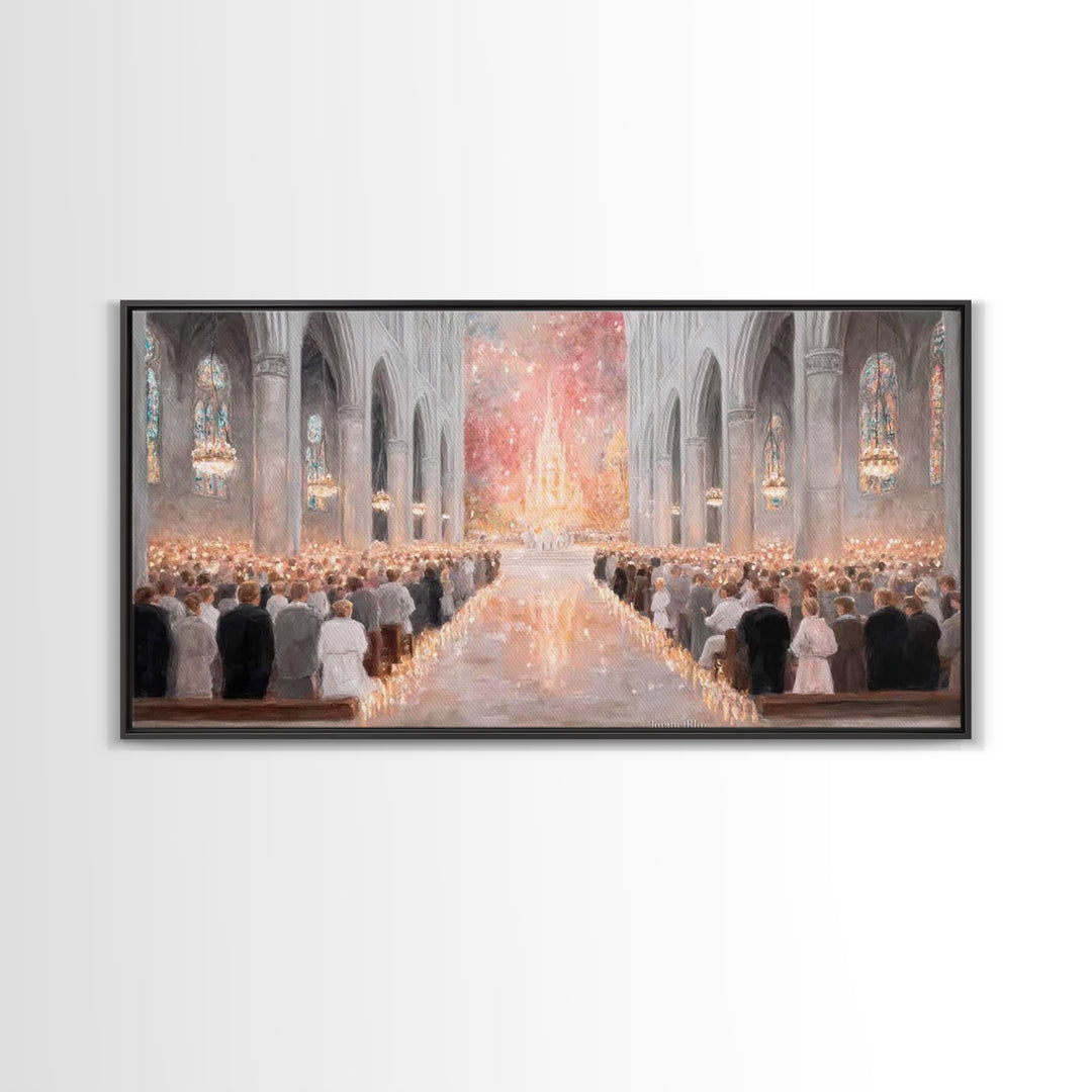 Advent Gathering Glow – Framed Canvas Print – Christian Art Canvas – Christian Christmas Art – Christmas Art Work – Christian Wall Art – Ch