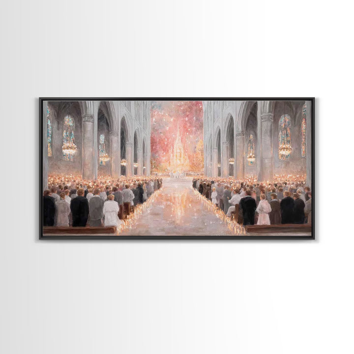 Advent Gathering Glow – Framed Canvas Print – Christian Art Canvas – Christian Christmas Art – Christmas Art Work – Christian Wall Art – Ch