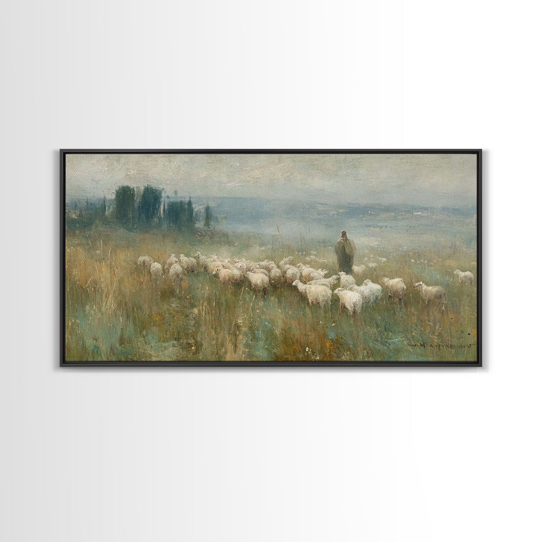 Morning Shepherd Light, Framed Canvas Print, Christian Wall Art, Jesus Painting, Christian Art Canvas, Christian Art, Christian Gift Ideas