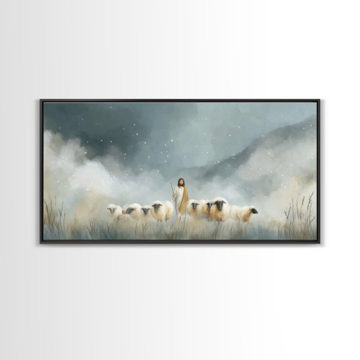 Starry Guidance – Framed Canvas Print, Christian Christmas Art, Christian Art Canvas, Christian Wall Art, Jesus Painting, Christmas Wall Ar