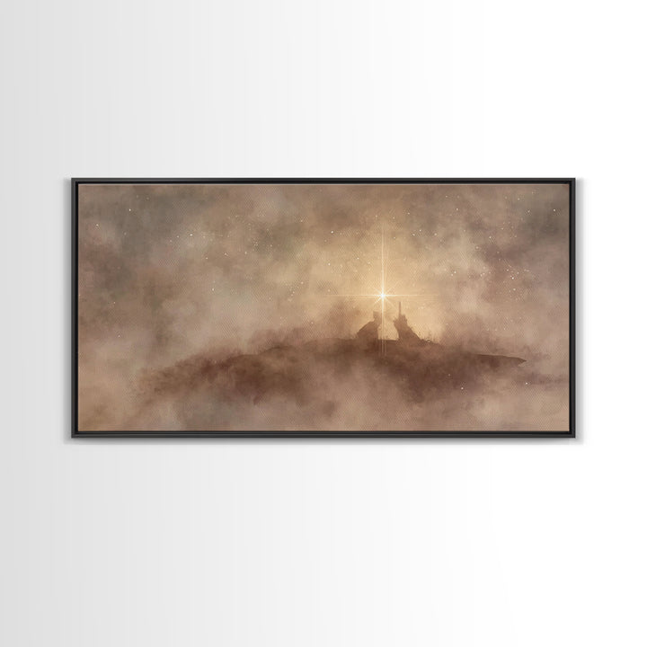 Shepherd’s Vigil – Framed Canvas Print | Christian Christmas Art | Jesus Painting | Christian Art Canvas | Christian Art | Christian Wall A