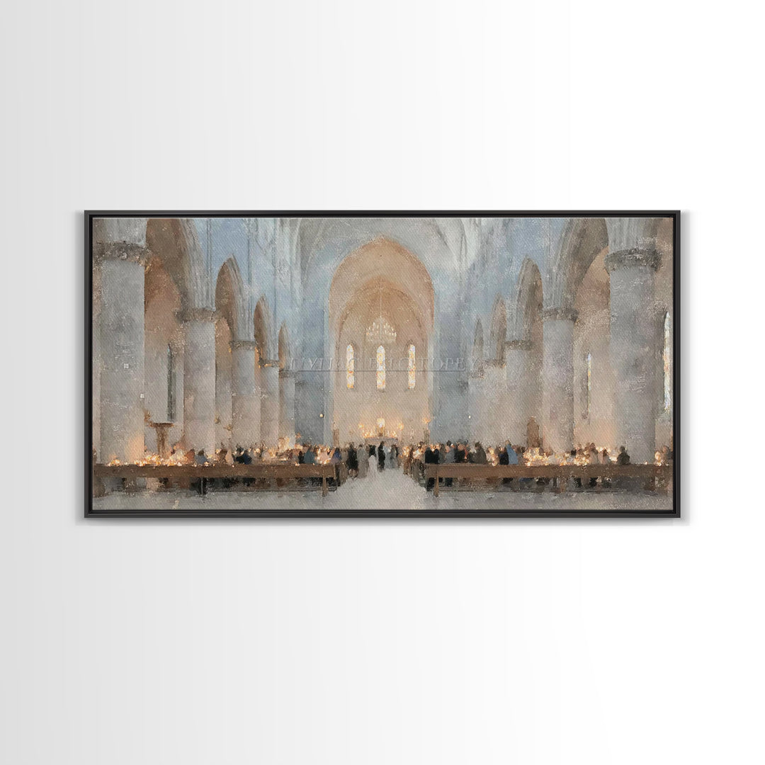 Midnight Mass Grace – Framed Canvas Print – Christian Wall Art – Christmas Art – Christian Art Canvas – Christian Christmas Art – Christian