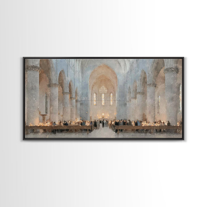 Midnight Mass Grace – Framed Canvas Print – Christian Wall Art – Christmas Art – Christian Art Canvas – Christian Christmas Art – Christian