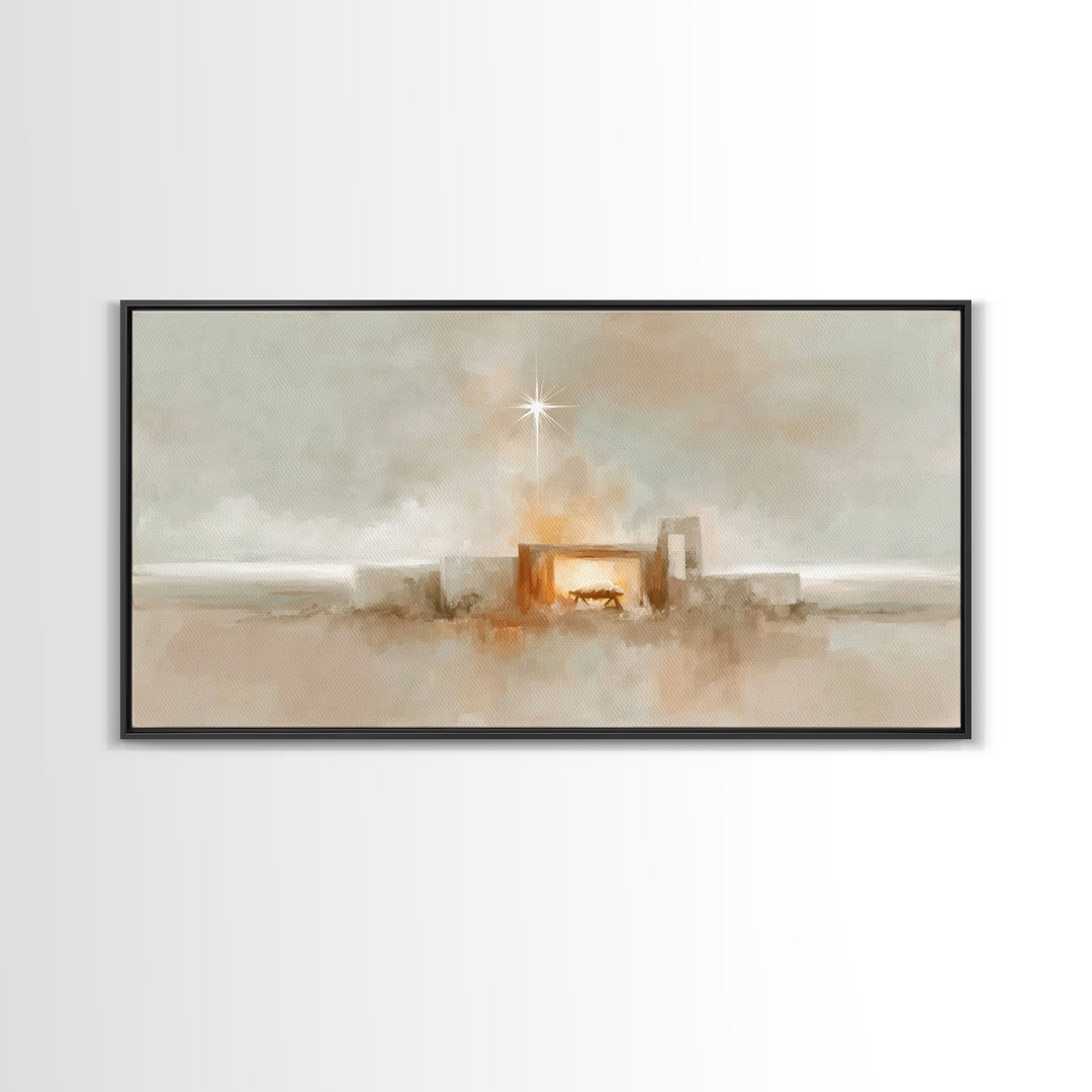 Holy Manger Light – Framed Canvas Print – Christian Christmas Art – Christian Art Canvas – Christian Wall Art – Christmas Art – Christian A