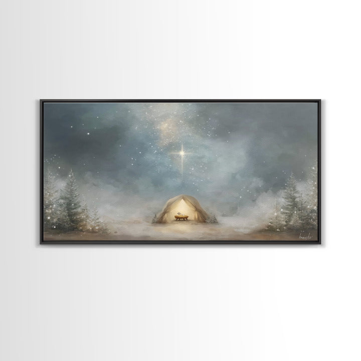 Heavenly Night Star – Framed Canvas Print – Christian Art Canvas – Christian Christmas Art – Christian Wall Art – Christmas Art – Christian