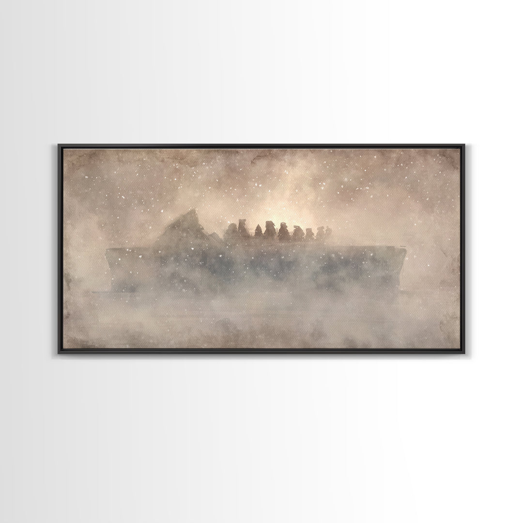 Silent Nativity Night – Framed Canvas Print – Christian Christmas Art – Christian Art – Christmas Art – Christian Art Canvas – Christian Wa