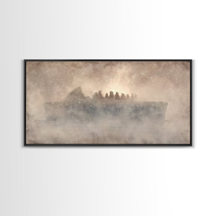 Silent Nativity Night – Framed Canvas Print – Christian Christmas Art – Christian Art – Christmas Art – Christian Art Canvas – Christian Wa