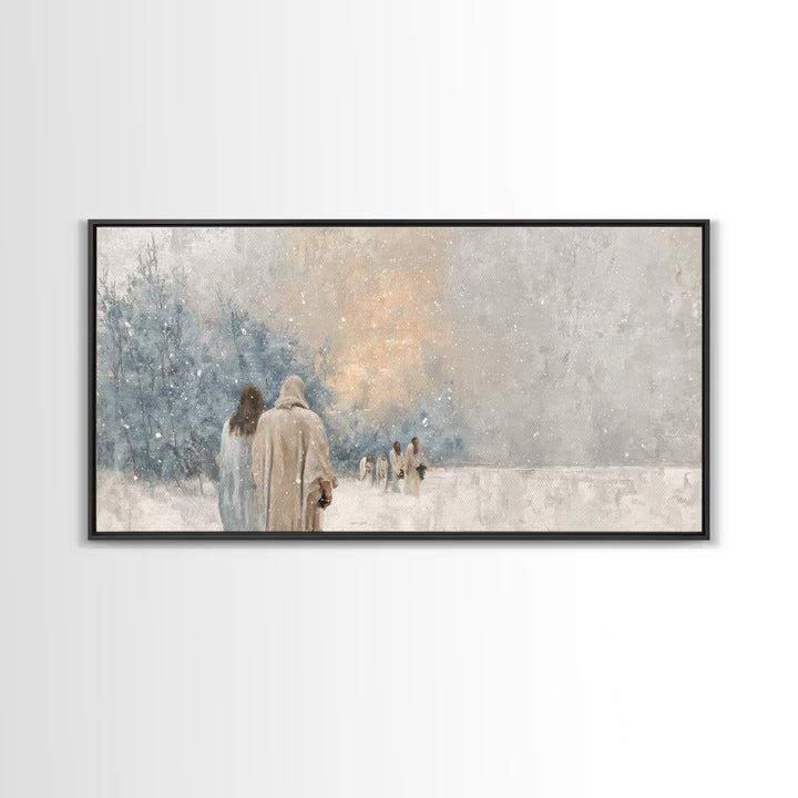 Winter Pilgrims – Framed Canvas Print – Christian Wall Art – Christian Art Canvas – Jesus Painting – Christian Christmas Art – Christian De