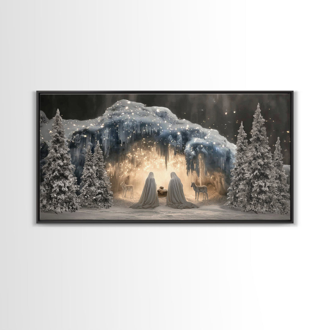 Holy Cave Light – Framed Canvas Print – Christian Art Canvas – Christmas Wall Art – Jesus Christmas Art – Christian Art Print – Christian D