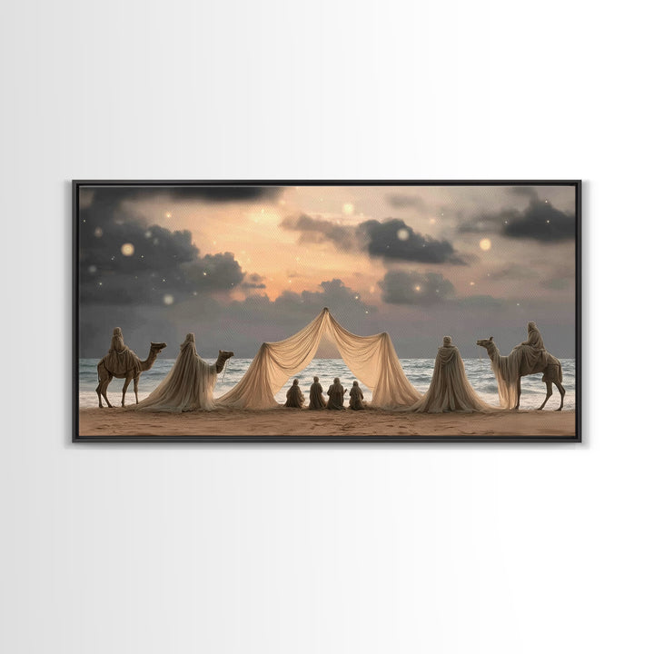 Desert Wanderers – Framed Canvas Print – Christian Art Print – Christian Wall Art – Jesus Painting – Christmas Canvas Wall Art – Christian