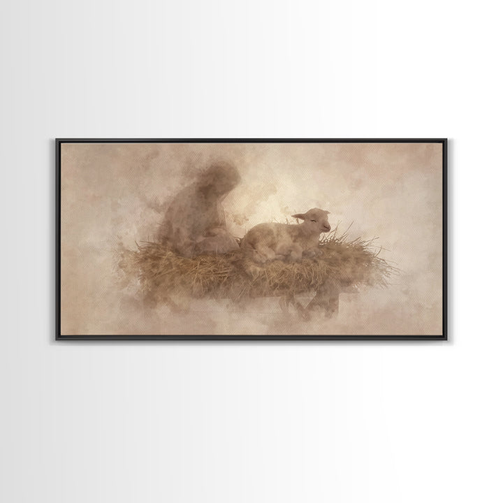 Lamb of Peace – Framed Canvas Print – Christian Wall Art – Christian Art Canvas – Christian Christmas Art – Jesus Painting – Christian Deco