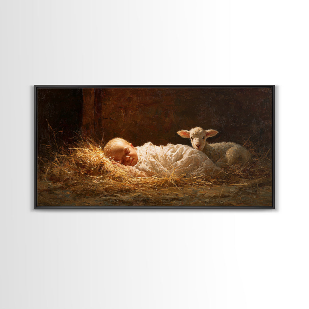 Cradle Hope – Framed Canvas Print – Christmas Art Prints – Christian Wall Art – Jesus Christmas Art – Christian Art Canvas – Christian Deco
