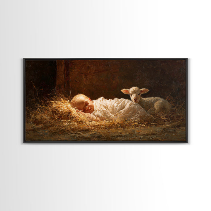 Cradle Hope – Framed Canvas Print – Christmas Art Prints – Christian Wall Art – Jesus Christmas Art – Christian Art Canvas – Christian Deco