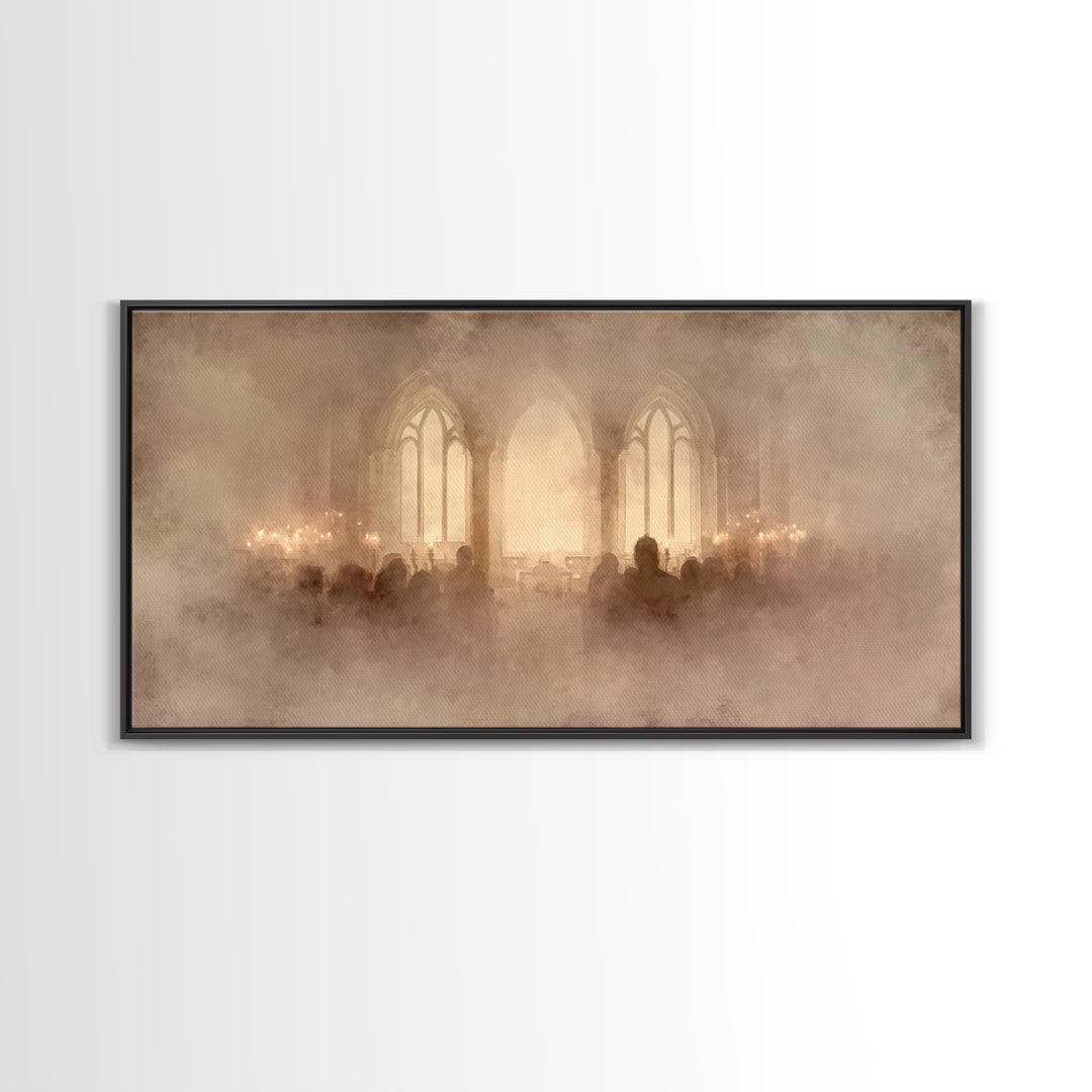 Holy Evening Prayer, Framed Canvas Print, Christian Art Canvas, Christian Wall Art, Christmas Art, Christian Christmas Art, Moody Christian