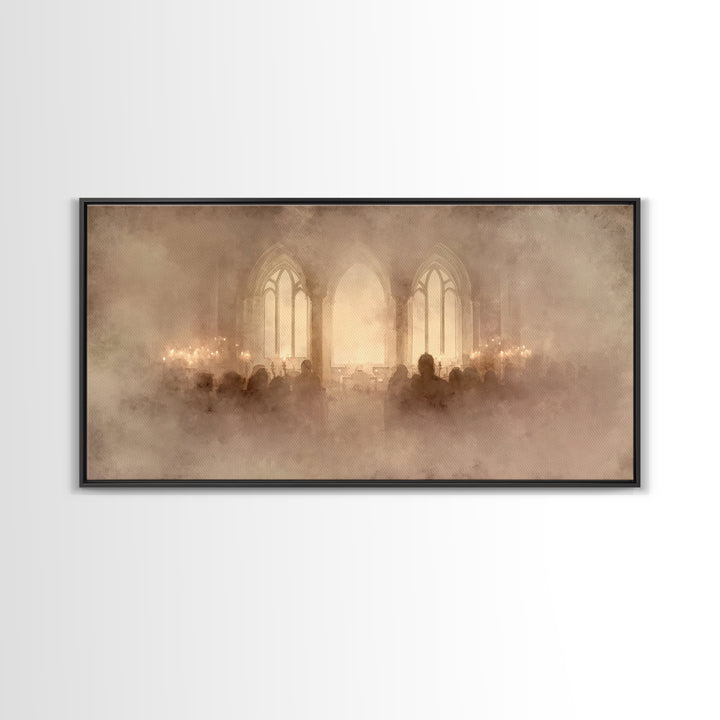 Holy Evening Prayer, Framed Canvas Print, Christian Art Canvas, Christian Wall Art, Christmas Art, Christian Christmas Art, Moody Christian