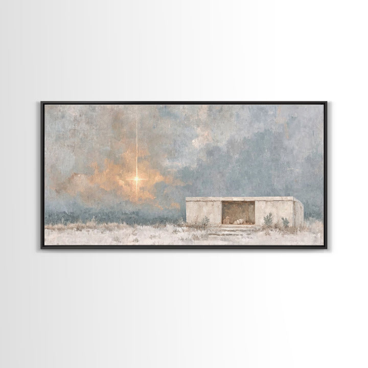 Dawn of Promise – Framed Canvas Print – Christian Art Canvas – Christian Christmas Art – Christmas Wall Art – Christian Art Print – Modern
