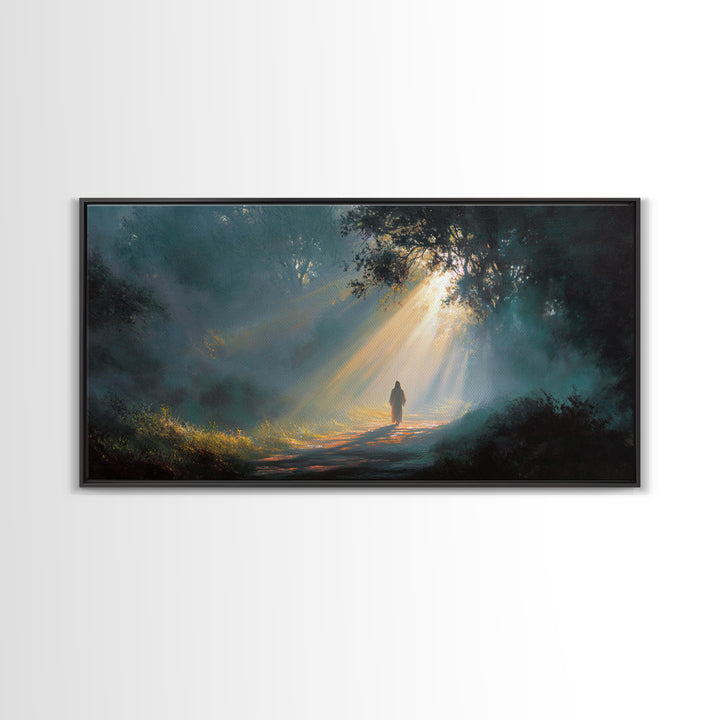Forest Revelation – Framed Canvas Print – Christian Art Canvas – Jesus Art Print – Christian Wall Art – Moody Christian Art – Large Christi