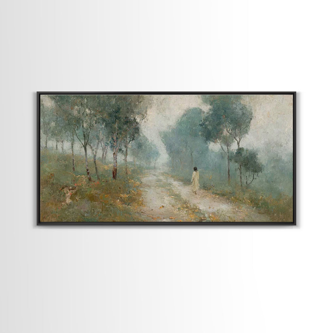 The Quiet Path – Framed Canvas Print – Christian Wall Art – Jesus Painting – Christian Art Canvas – Christian Decor – Christmas Art