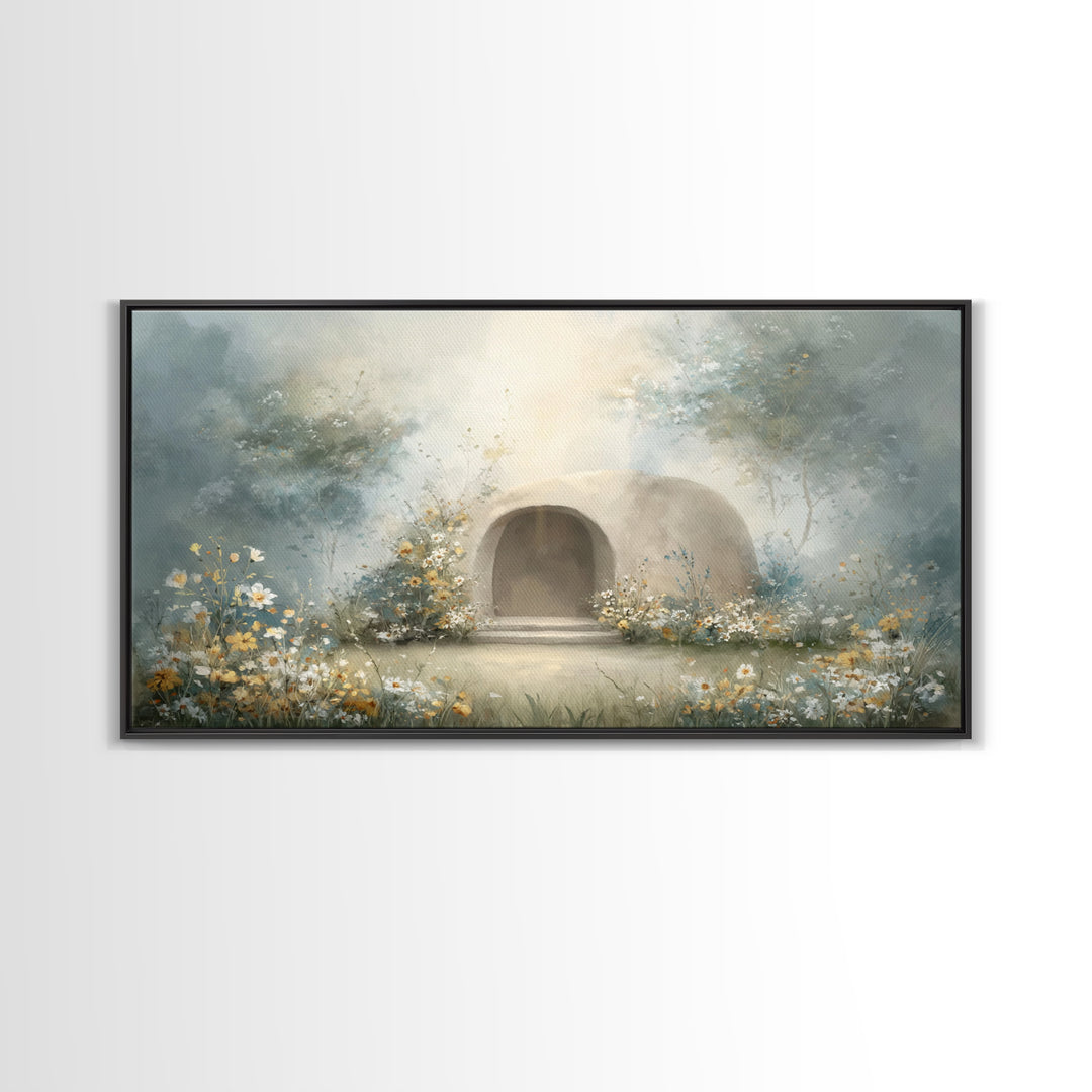Blooming Sanctuary – Framed Canvas Print – Christian Art – Christian Wall Art – Christian Art Canvas – Christian Decor – Moody Christian Ar