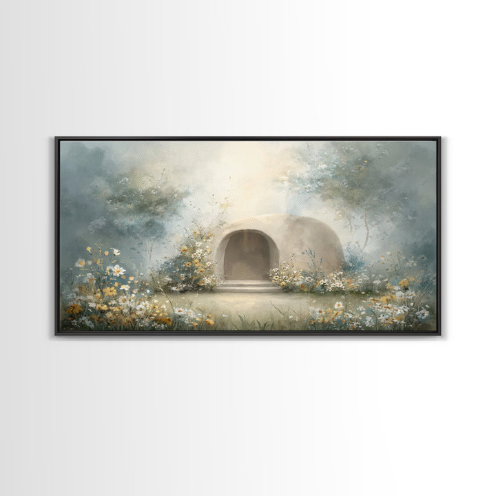 Blooming Sanctuary – Framed Canvas Print – Christian Art – Christian Wall Art – Christian Art Canvas – Christian Decor – Moody Christian Ar