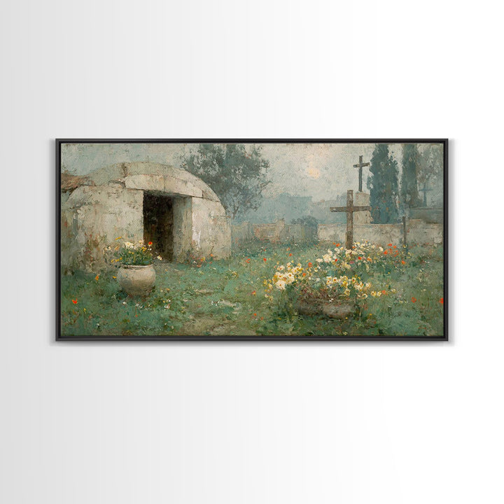 Risen Morning – Framed Canvas Print – Christian Wall Art – Christian Art Canvas – Christian Decor – Christian Art – Modern Christian Art