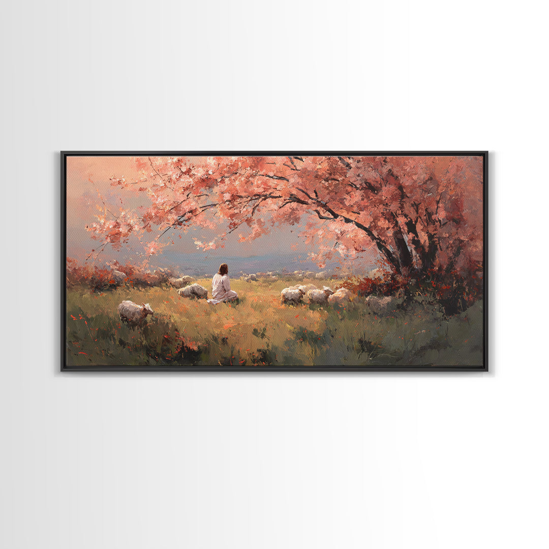 Blossoms Of Grace – Framed Canvas Print – Christian Wall Art – Jesus Painting – Christian Art Canvas – Christmas Art