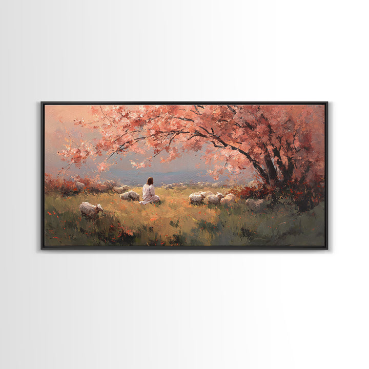 Blossoms Of Grace – Framed Canvas Print – Christian Wall Art – Jesus Painting – Christian Art Canvas – Christmas Art
