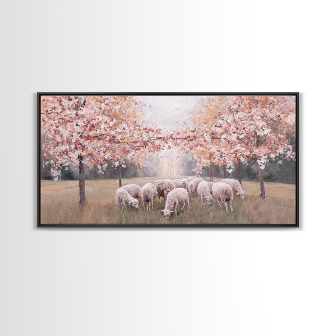 Radiant Pasture Hope – Framed Canvas Print – Christian Art Canvas – Jesus Painting – Christmas Art – Christian Wall Art