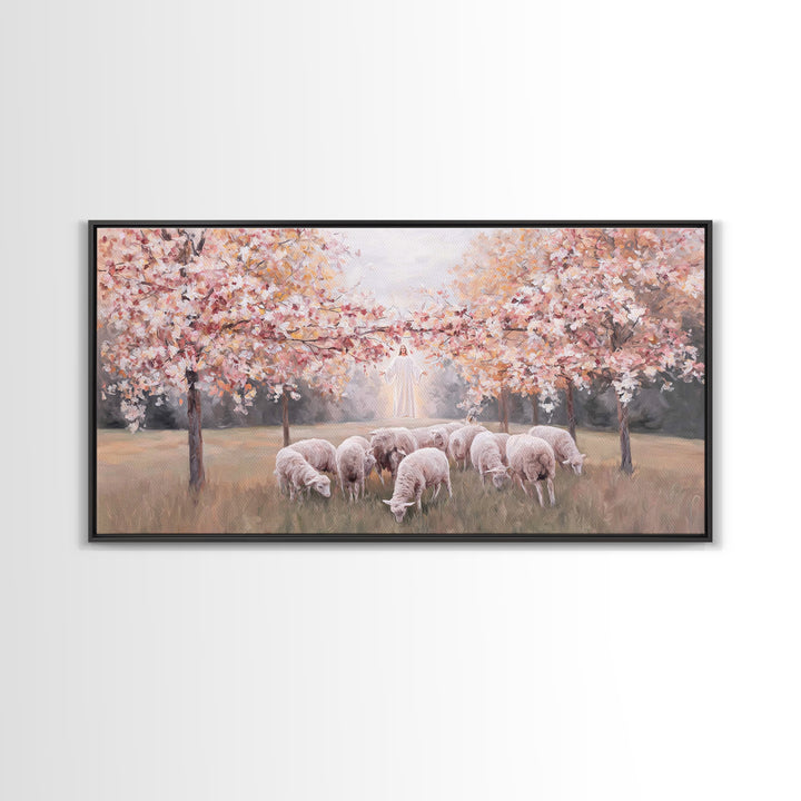 Radiant Pasture Hope – Framed Canvas Print – Christian Art Canvas – Jesus Painting – Christmas Art – Christian Wall Art