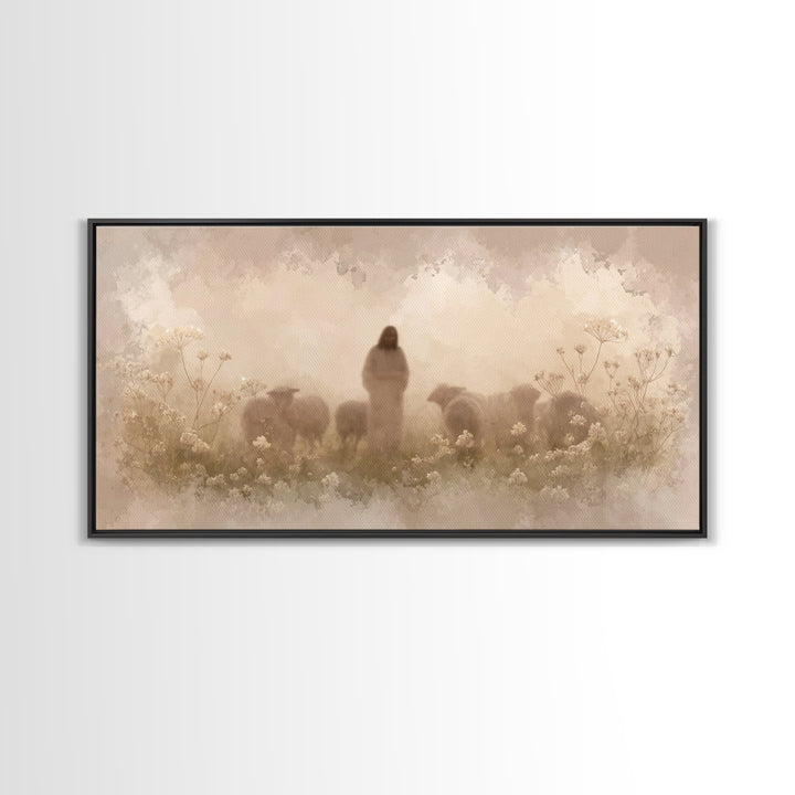 Pastoral Spring Calm – Framed Canvas Print – Christian Art – Jesus Painting – Christian Art Canvas – Christmas Wall Art