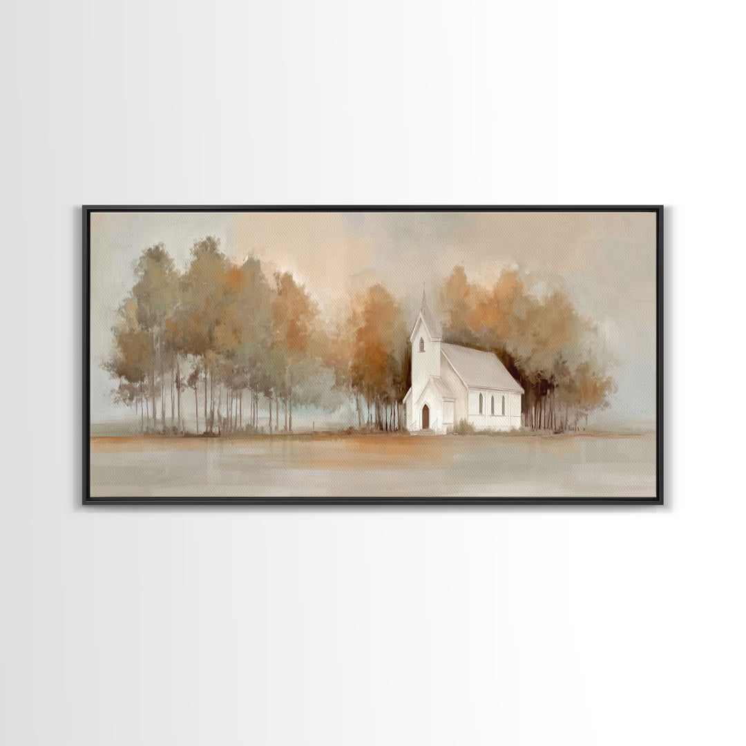 Church Of Still Dawn – Framed Canvas Print – Christian Wall Art – Christian Art Canvas – Christmas Art – Jesus Painting