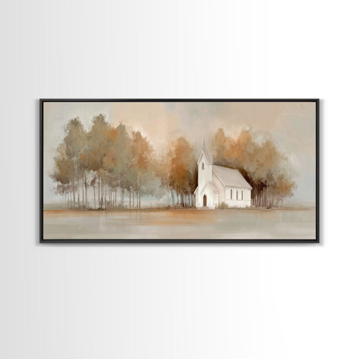 Church Of Still Dawn – Framed Canvas Print – Christian Wall Art – Christian Art Canvas – Christmas Art – Jesus Painting
