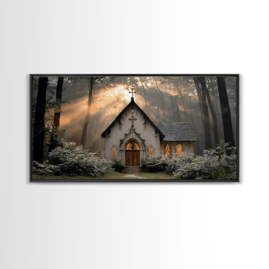 Forest Chapel Grace – Framed Canvas Print – Christian Wall Art – Christian Art Canvas – Christian Painting – Christian Decor – Christian Ar