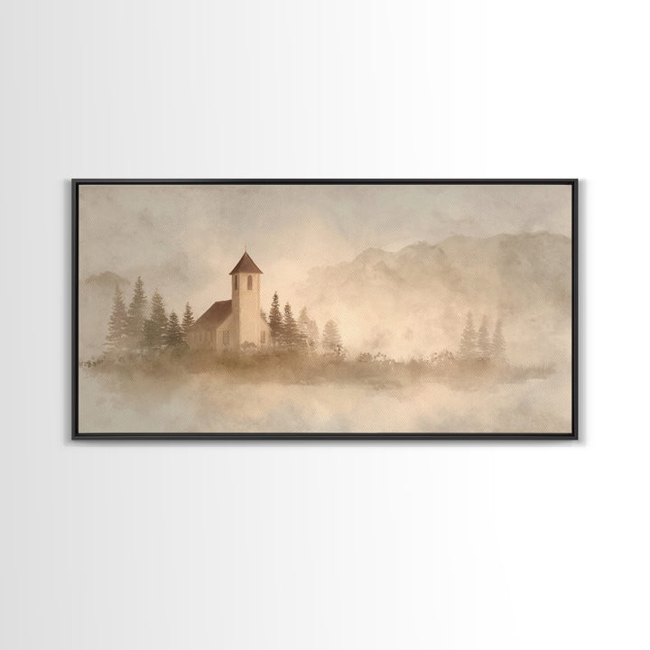 Silent Chapel Haven | Framed Canvas Print | Christian Wall Art | Christian Art Canvas | Christian Art | Christian Painting | Christian Gift