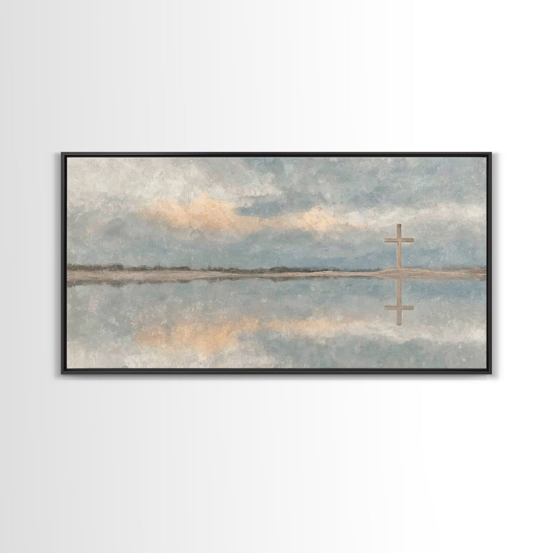 Reflected Cross Faith – Framed Canvas Print – Christian Art Canvas – Christian Wall Art – Christian Painting – Christian Art – Christian De
