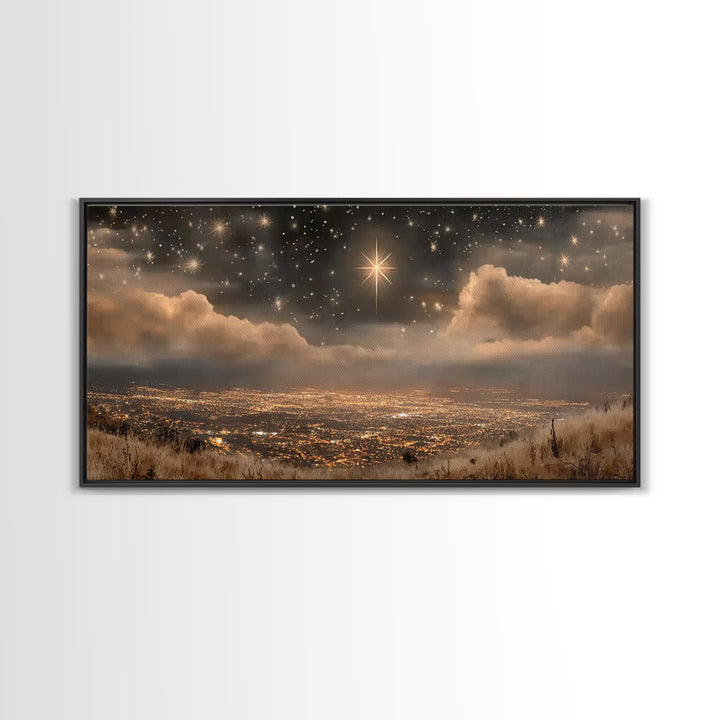 Bethlehem Shine, Framed Canvas Print, Christian Art Prints, Christmas Art, Christian Christmas Art, Christian Wall Art, Modern Christian Ar