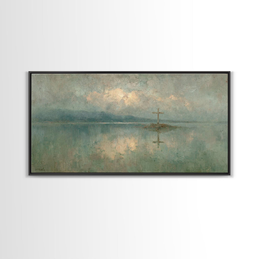 Silent Waters – Framed Canvas Print – Christian Wall Art – Christian Art Print – Jesus Painting – Moody Christian Art – Christian Gift Idea