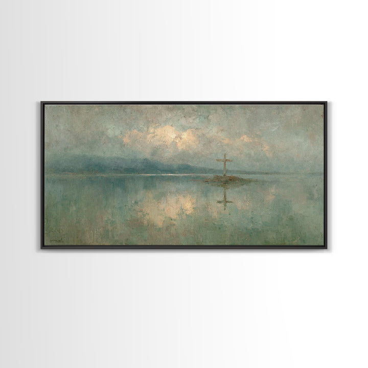 Silent Waters – Framed Canvas Print – Christian Wall Art – Christian Art Print – Jesus Painting – Moody Christian Art – Christian Gift Idea