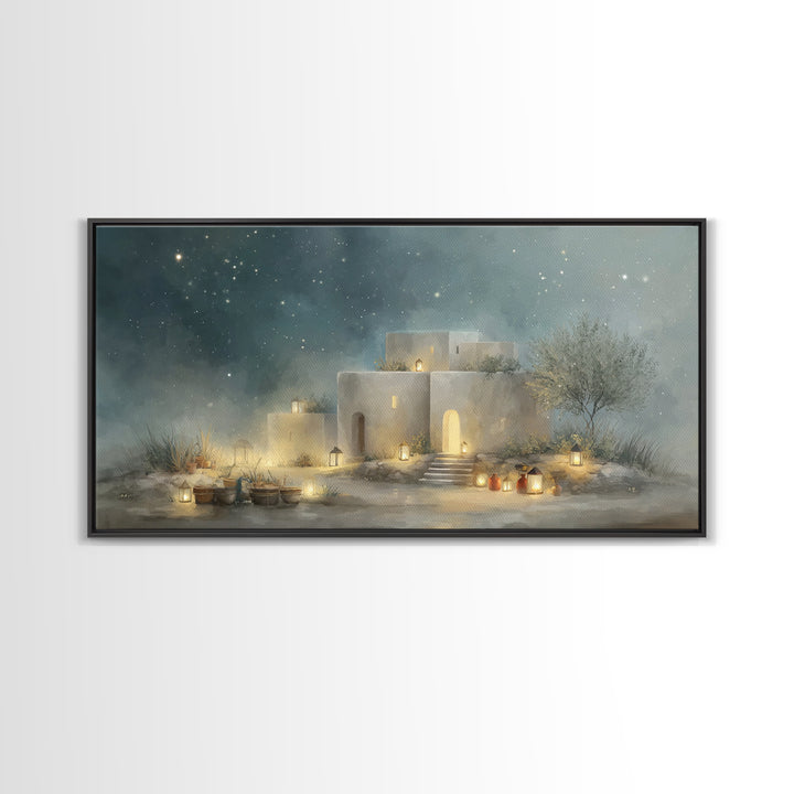 Bethlehem Glow – Framed Canvas Print – Christian Wall Art – Christian Art Canvas – Christmas Art Prints – Christian Christmas Decor – Jesus