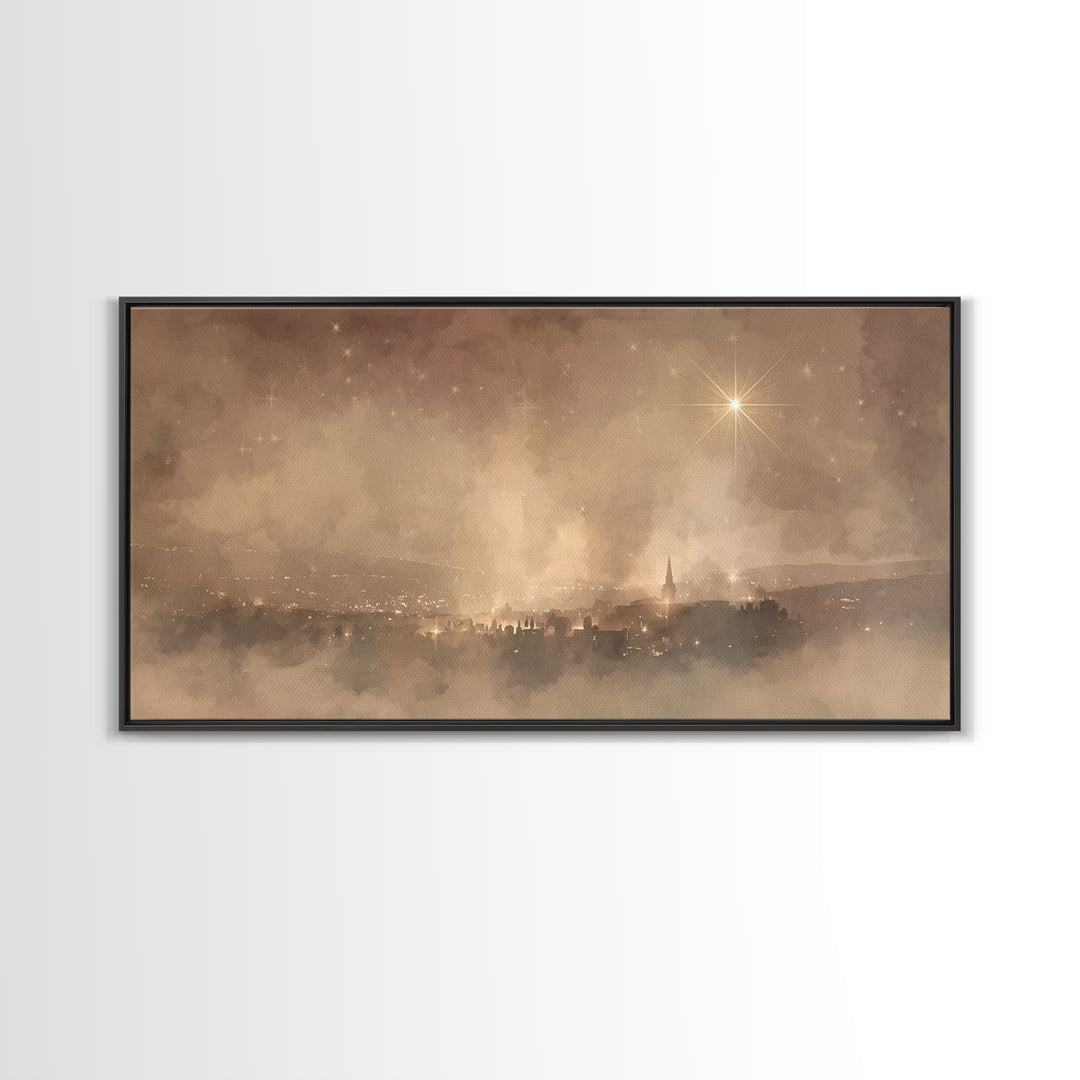 Heavenly Starfall – Framed Canvas Print – Christian Christmas Art – Christian Wall Art – Christmas Art Prints – Christian Art – Christian A