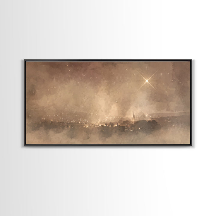 Heavenly Starfall – Framed Canvas Print – Christian Christmas Art – Christian Wall Art – Christmas Art Prints – Christian Art – Christian A