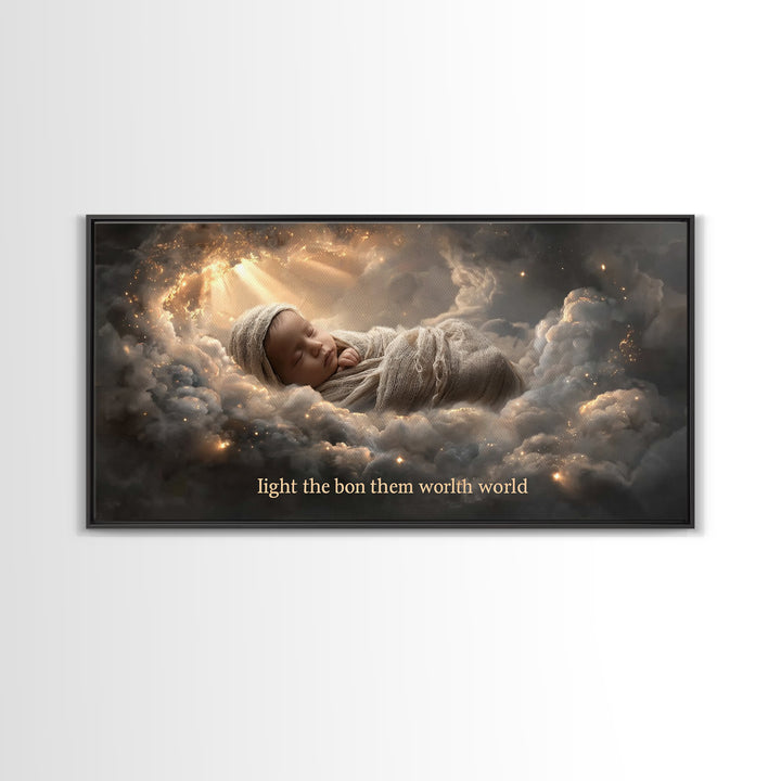 Heaven’s Child – Framed Canvas Print – Christian Wall Art – Jesus Christmas Art – Christian Art Canvas – Christian Gift – Christmas Art Pri