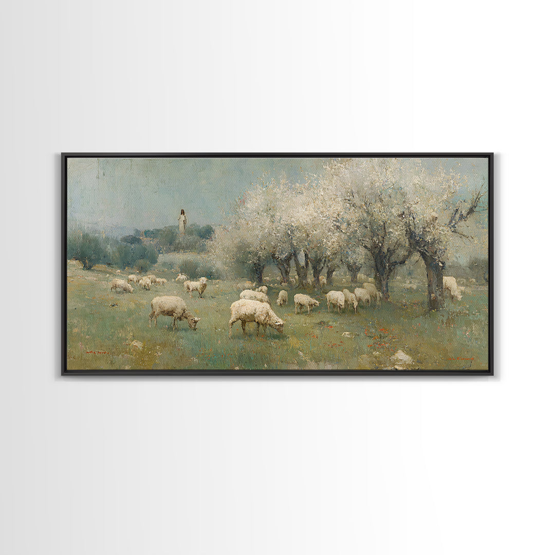 Blooming Quietude , Framed Canvas Print, Christian Art Canvas, Christian Wall Art, Christian Christmas Art, Jesus Painting, Christian Decor