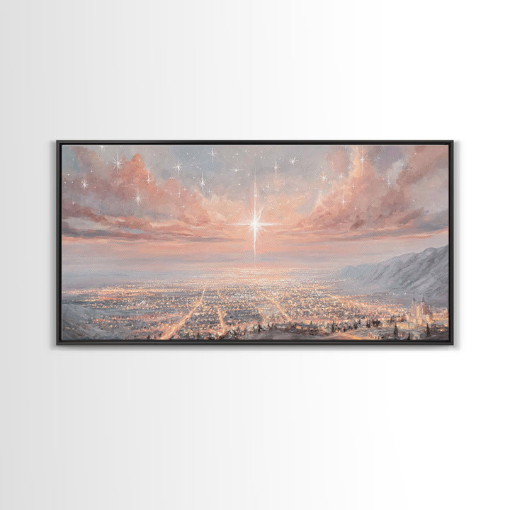 Celestial Dawn Light | Framed Canvas Print | Christian Christmas Art | Christian Art Prints | Christmas Wall Art | Christian Wall Art | Uni