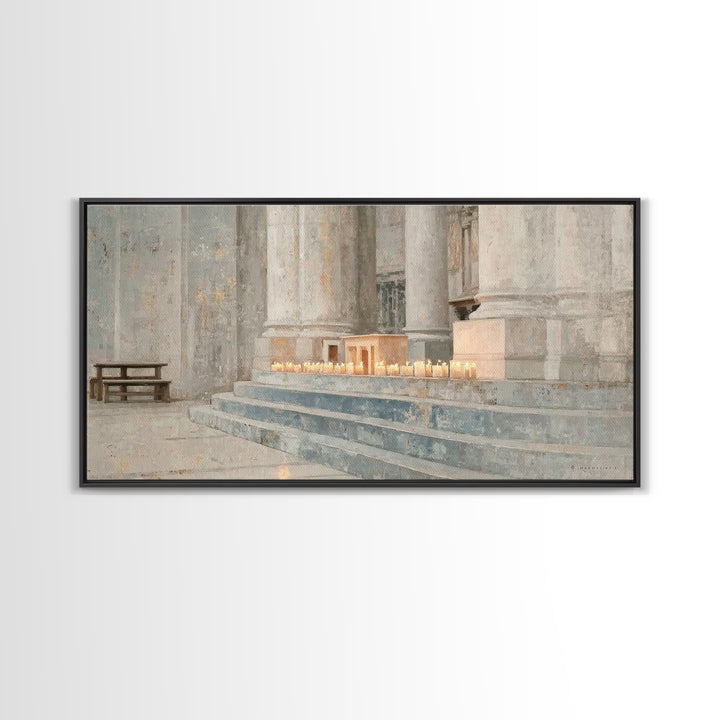 Altar Glow – Framed Canvas Print – Christian Christmas Art – Christian Wall Art – Christmas Art Prints – Christian Art Canvas – Christian D