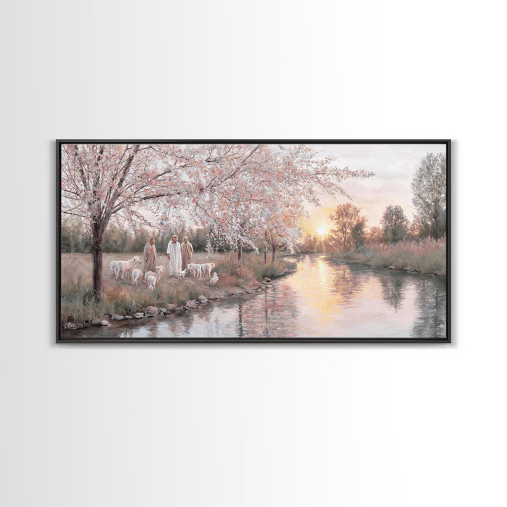 Riverside Disciples – Framed Canvas Print – Christian Art Canvas – Christian Wall Art – Jesus Painting – Christmas Art – Christian Decorati