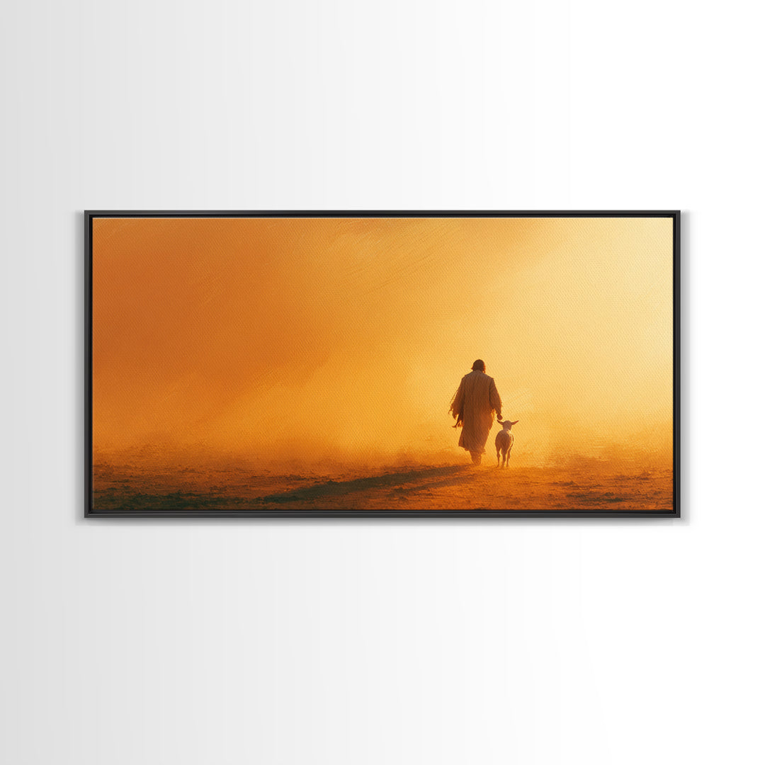 Desert Shepherd – Framed Canvas Print – Christian Wall Art – Christian Art Painting – Jesus Painting – Christian Decor – Christmas Art