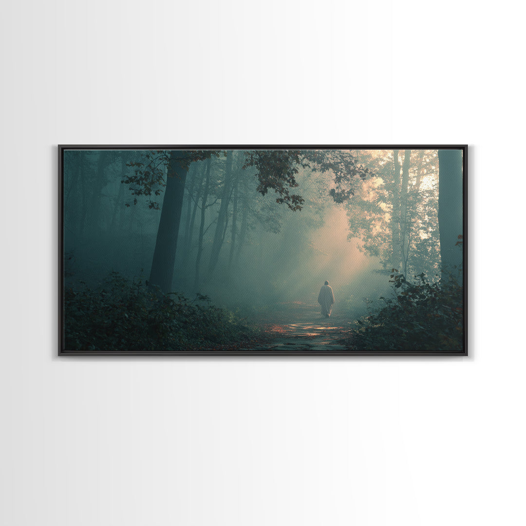 Forest Of Grace, Framed Canvas Print, Christian Wall Art, Christian Christmas Art, Jesus Painting, Modern Christian Art