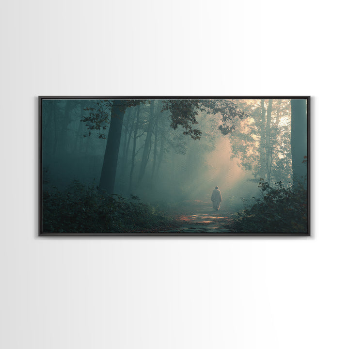 Forest Of Grace, Framed Canvas Print, Christian Wall Art, Christian Christmas Art, Jesus Painting, Modern Christian Art