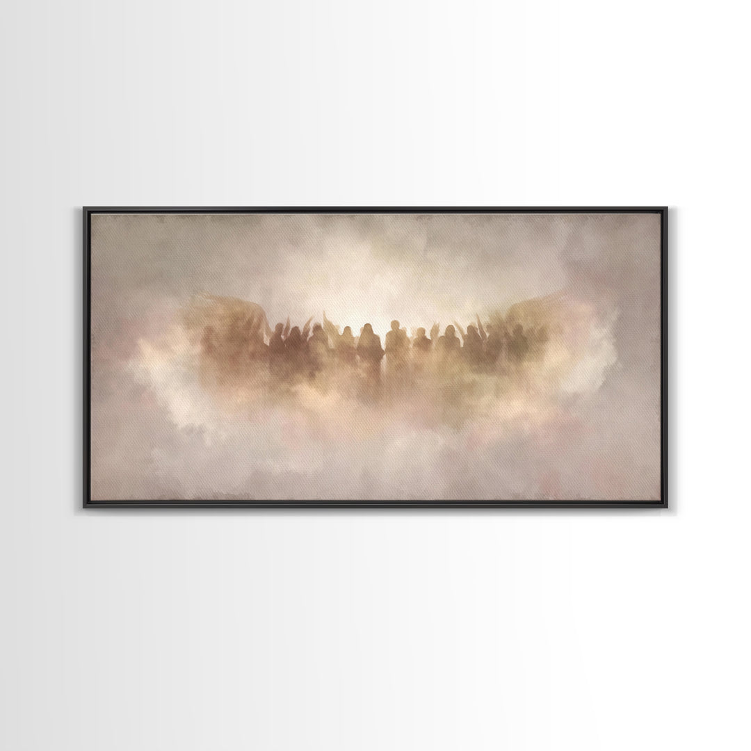 Clouds Of Glory - Framed Canvas Print - Christian Art Print - Subtle Christian Art - Christmas Art Prints - Christian Decor For Home - Vint